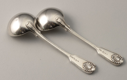 Indian Colonial Silver Sauce Ladles (Pair) - Hamilton & Co, Calcutta